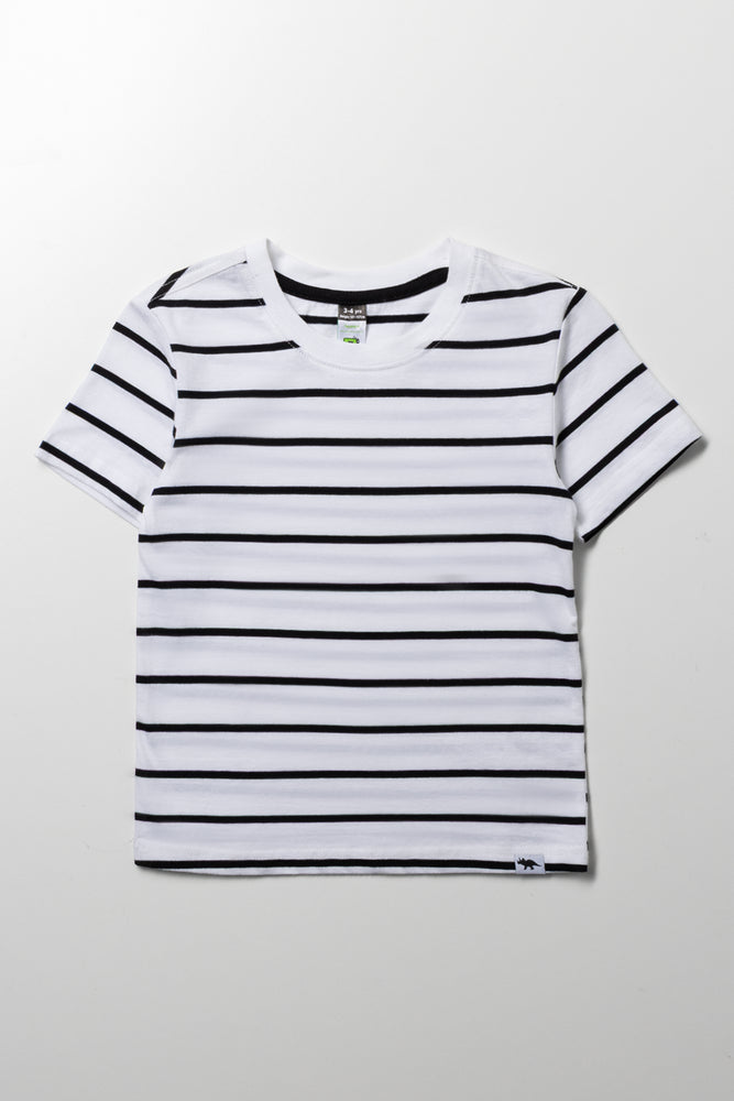 Stripe Short Sleeve T-Shirt  White And Black