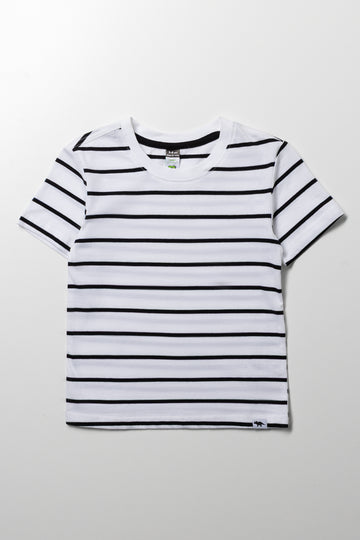Stripe Short Sleeve T-Shirt  White And Black