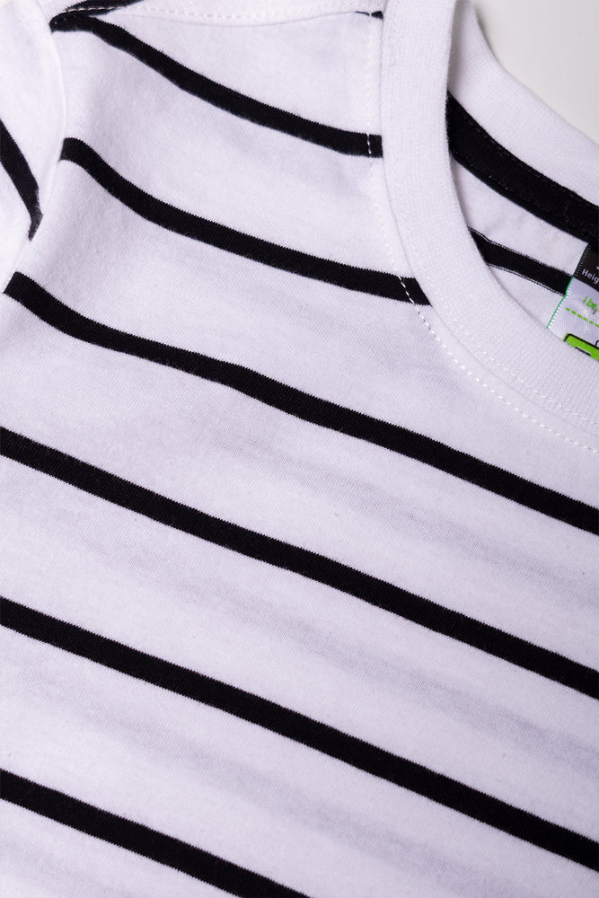 Stripe Short Sleeve T-Shirt  White And Black