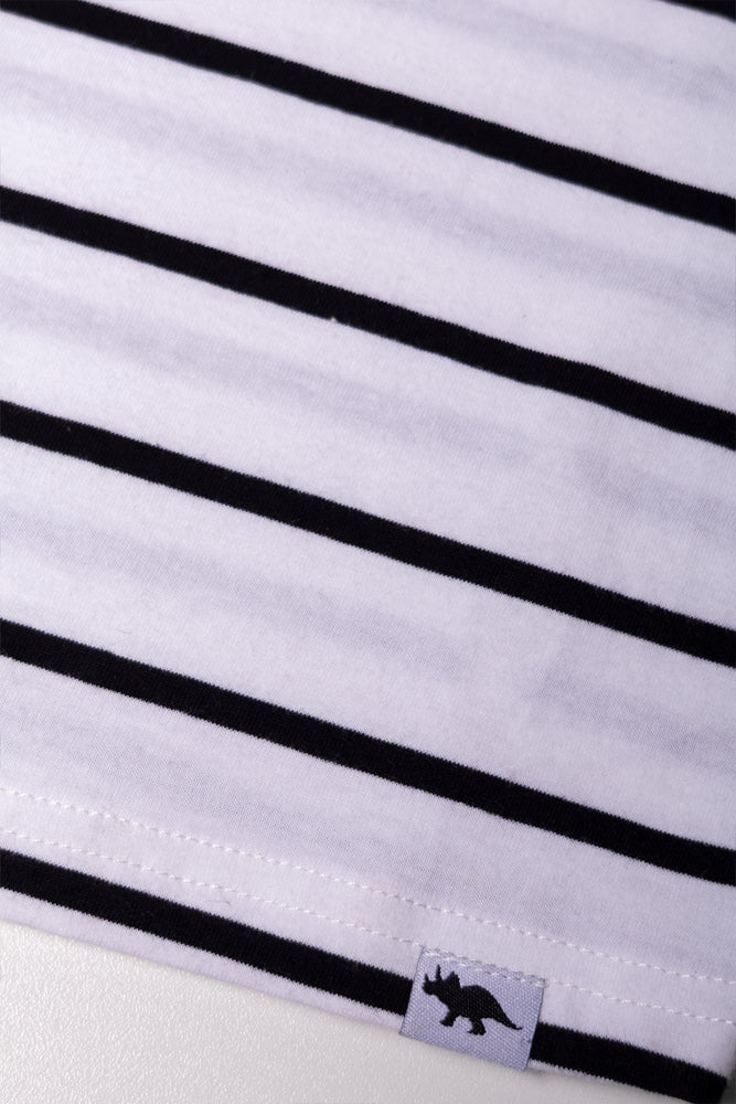 Stripe Short Sleeve T-Shirt  White And Black (2)