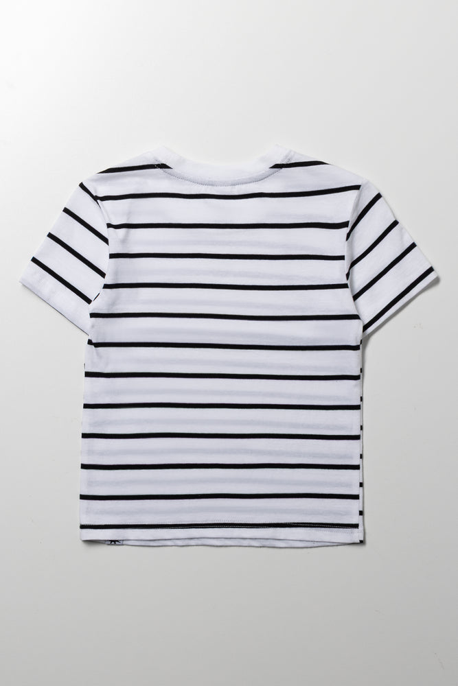 Stripe Short Sleeve T-Shirt  White And Black (3)