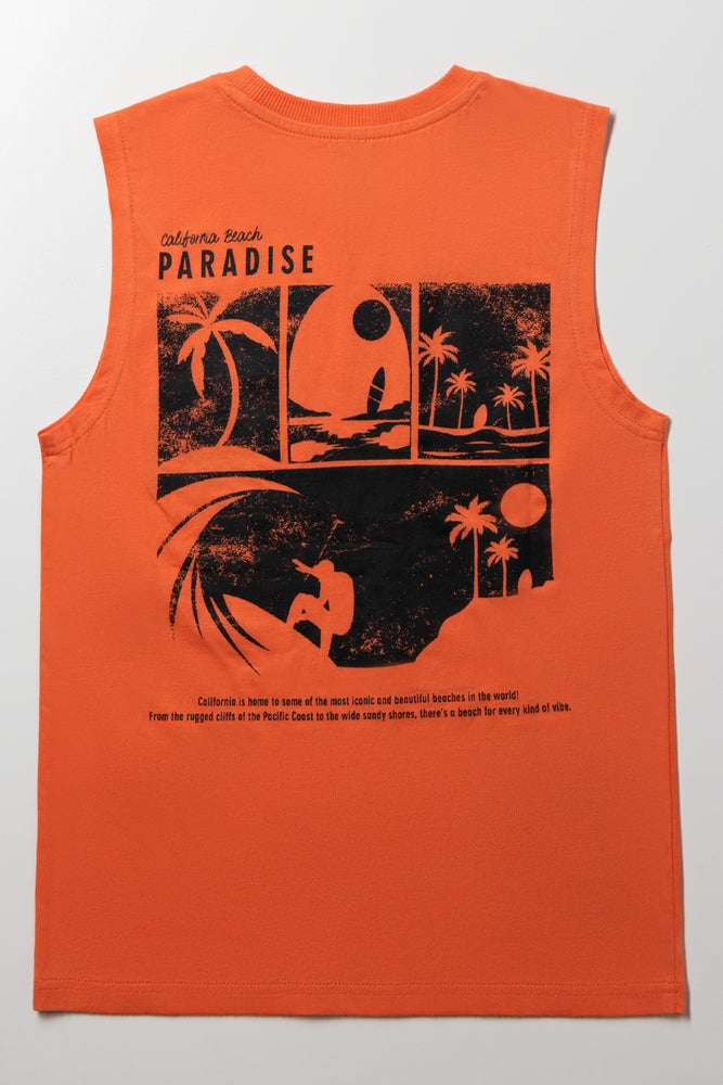 Surf Sleeveless Vest Orange (2)