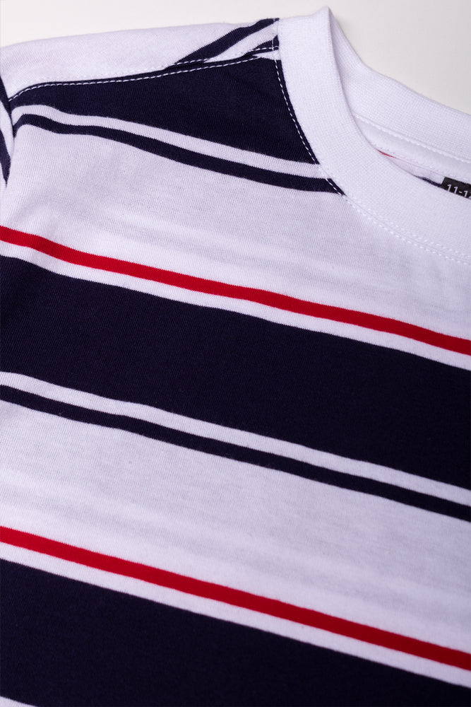 Short Sleeve Stripe T-Shirt Navy And White (1)