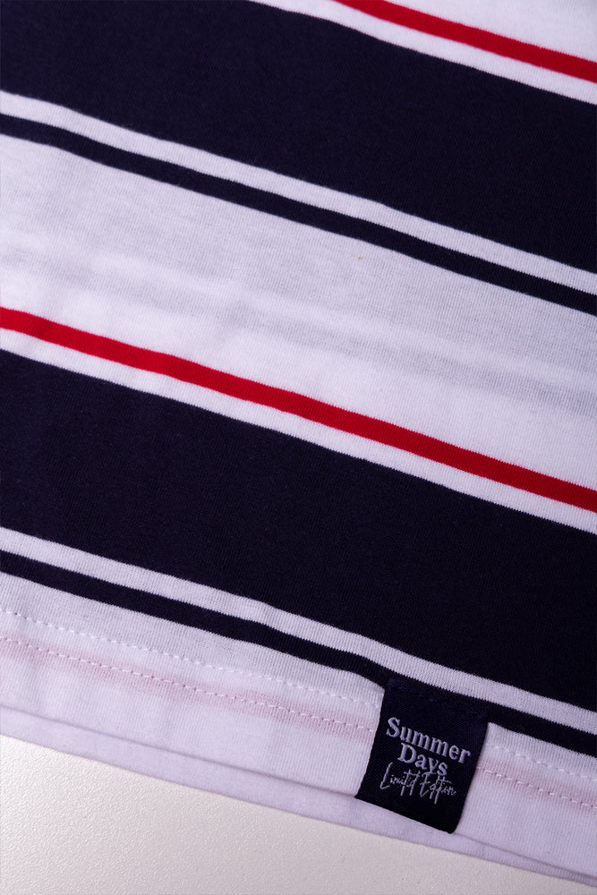 Short Sleeve Stripe T-Shirt Navy And White (2)