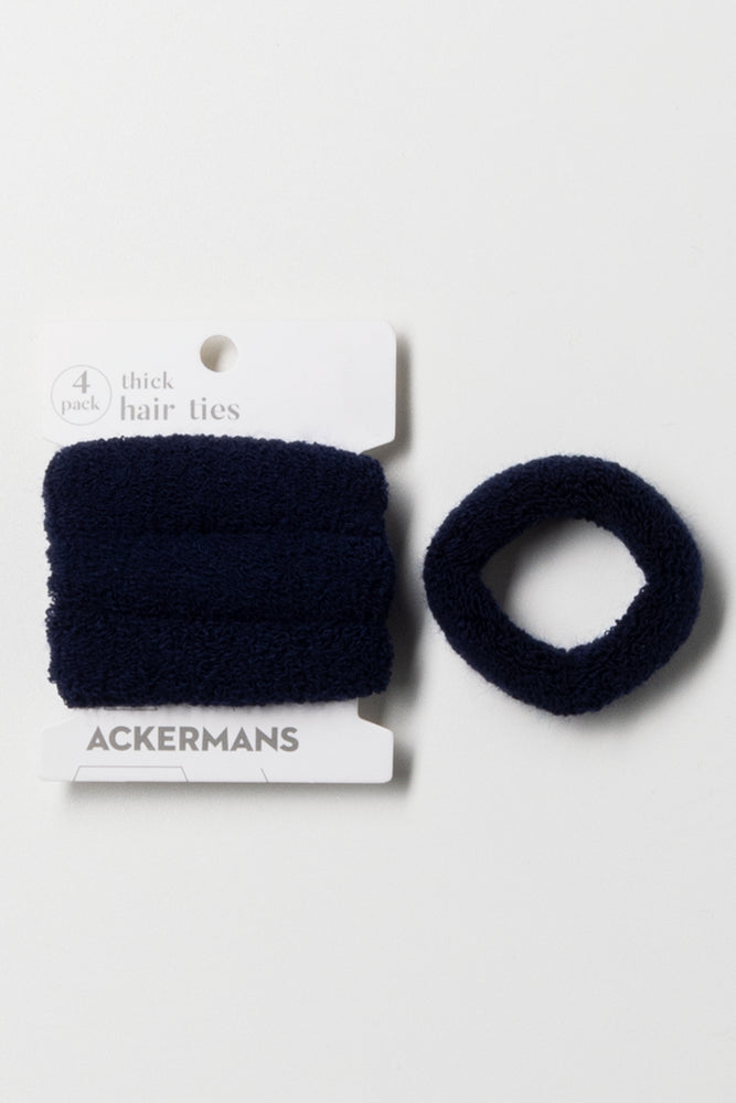 4 Pack Thick Hair Rings Navy