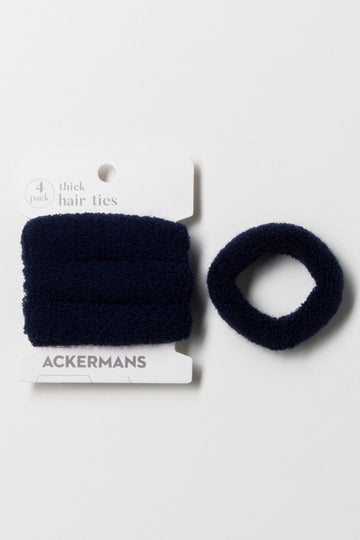 4 Pack Thick Hair Rings Navy