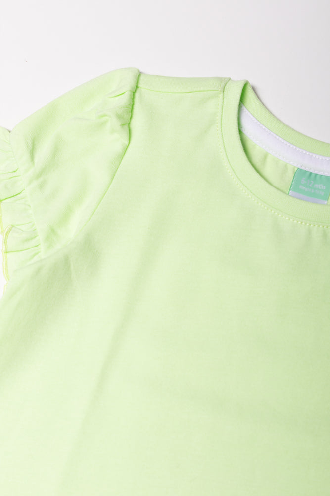 Frill Sleeve T-Shirt Green (2)