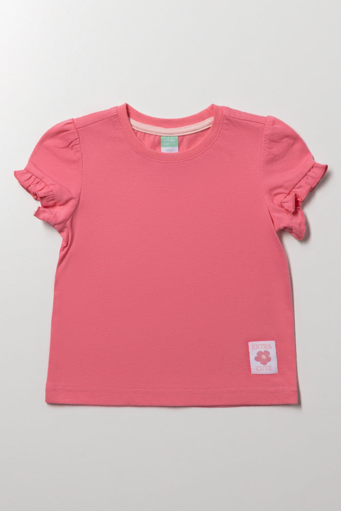 Frill Sleeve T-Shirt Pink