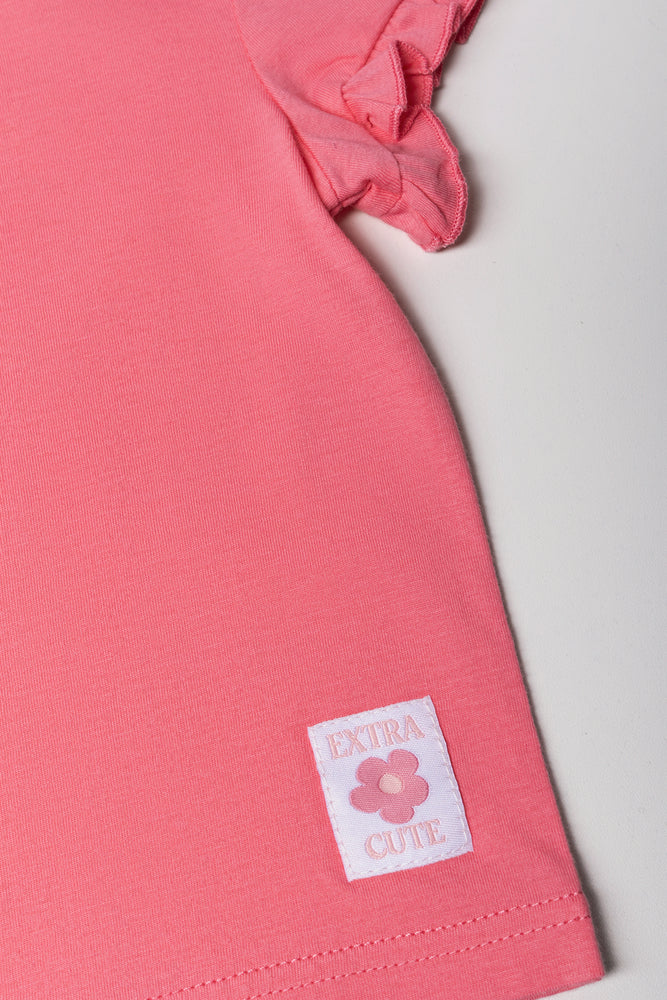 Frill Sleeve T-Shirt Pink