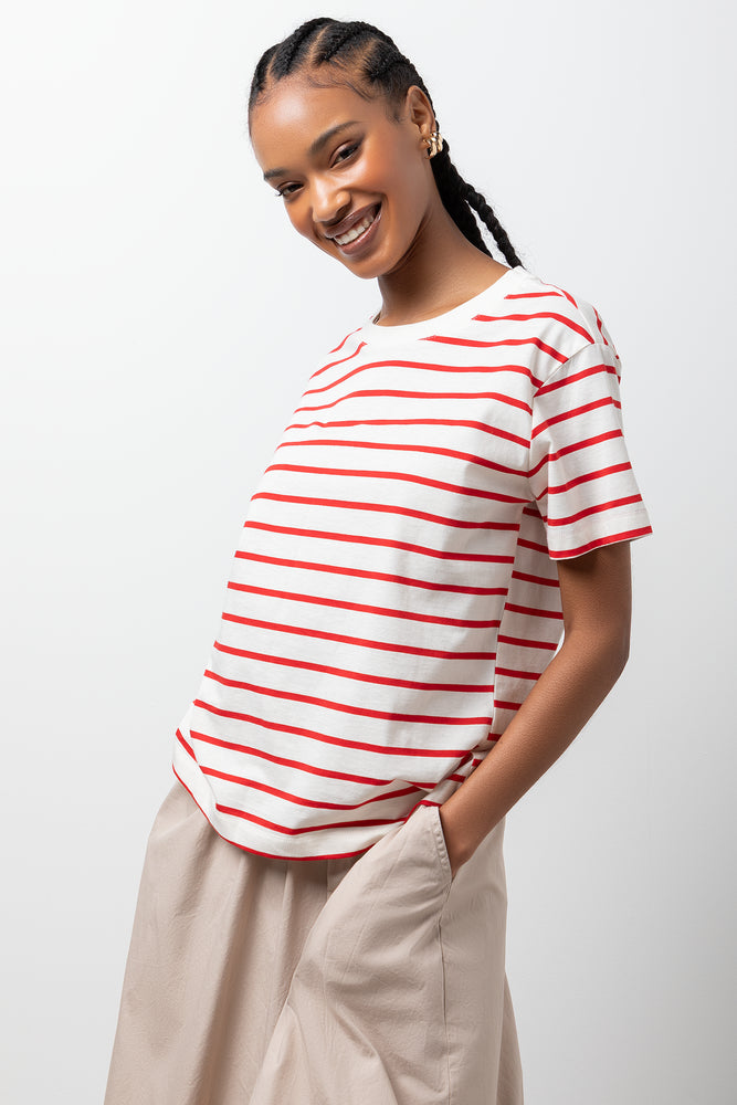 Stripe Short Sleeve T-Shirt Red And White