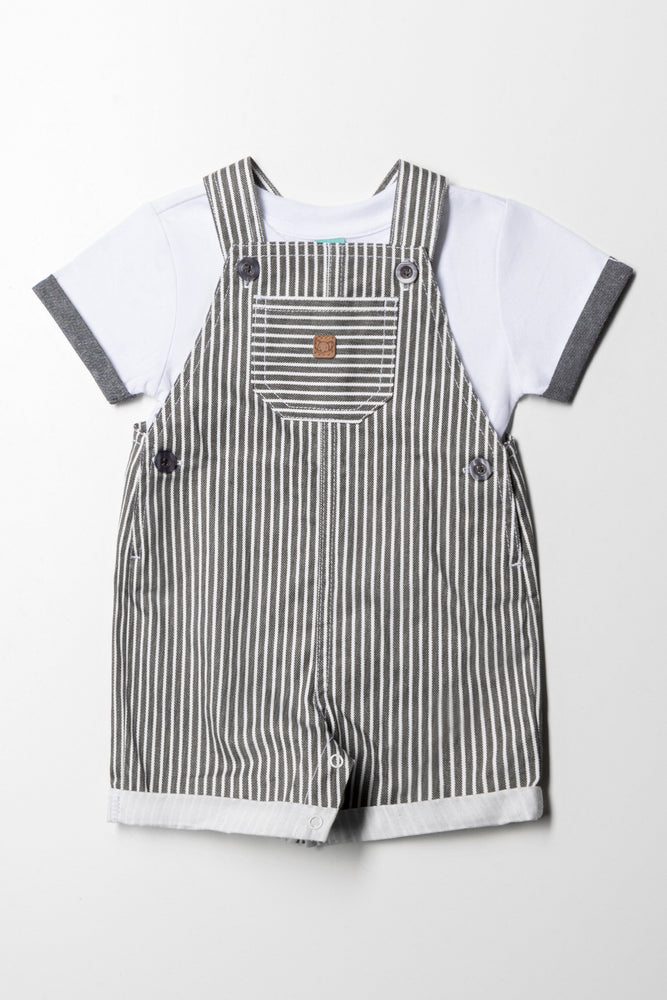 Dungaree Set Grey & White