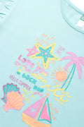 T-Shirt with Frill Sleeve Blue (1)