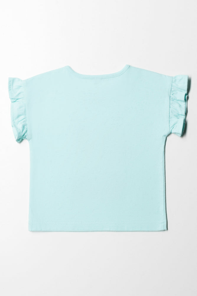 T-Shirt with Frill Sleeve Blue (2)