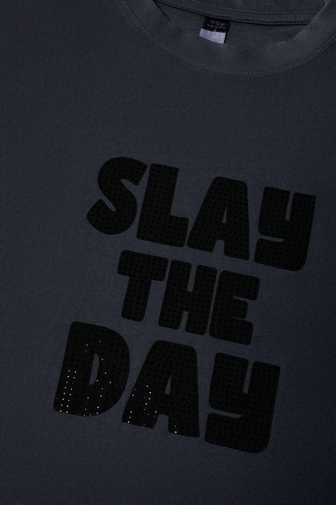 Oversized Short Sleeve T-Shirt Dark Grey (1)