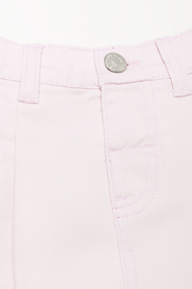 Denim Pleated Skirt Pink
