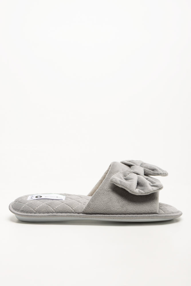 Bow Slippers Grey