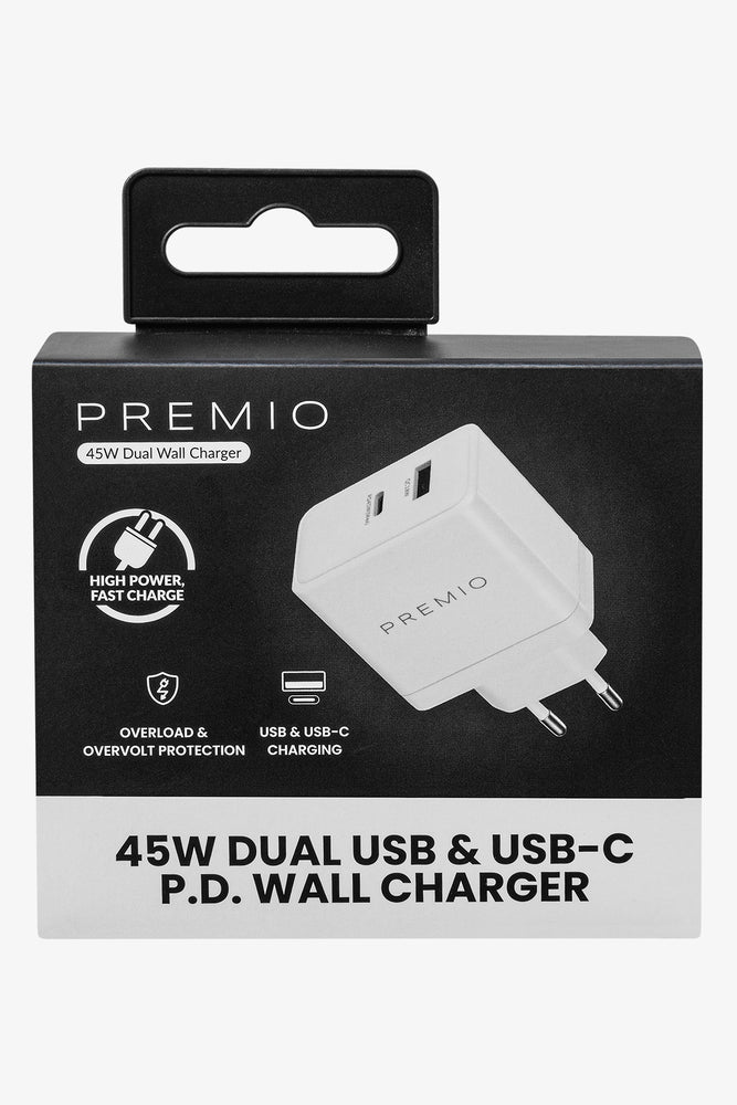 Premio 45W Dual USB And USB-C Wall Charger (2)