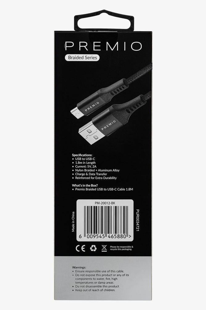 Premio Braided USB To Micro Cable 1.8M (2)