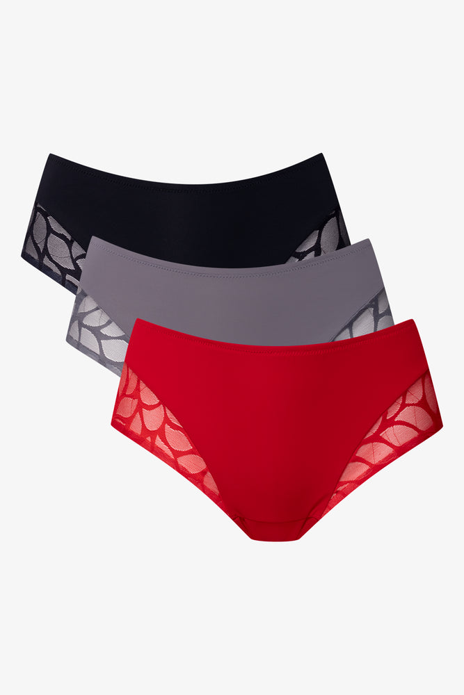 3 Pack Mesh Boylegs Red, Grey And Black