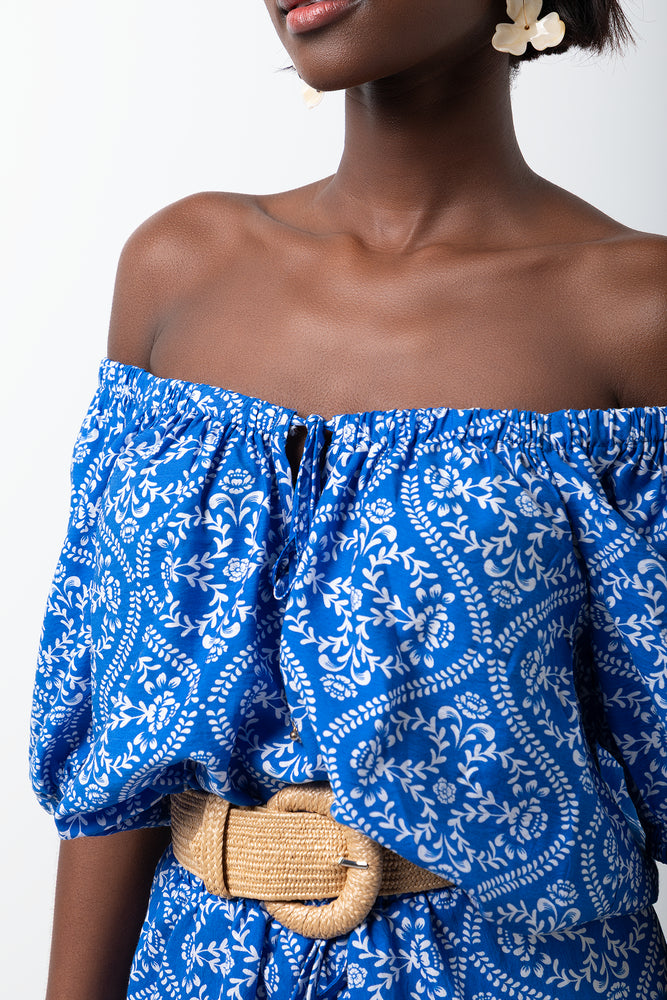 Short Puff Sleeve Top Blue (1)