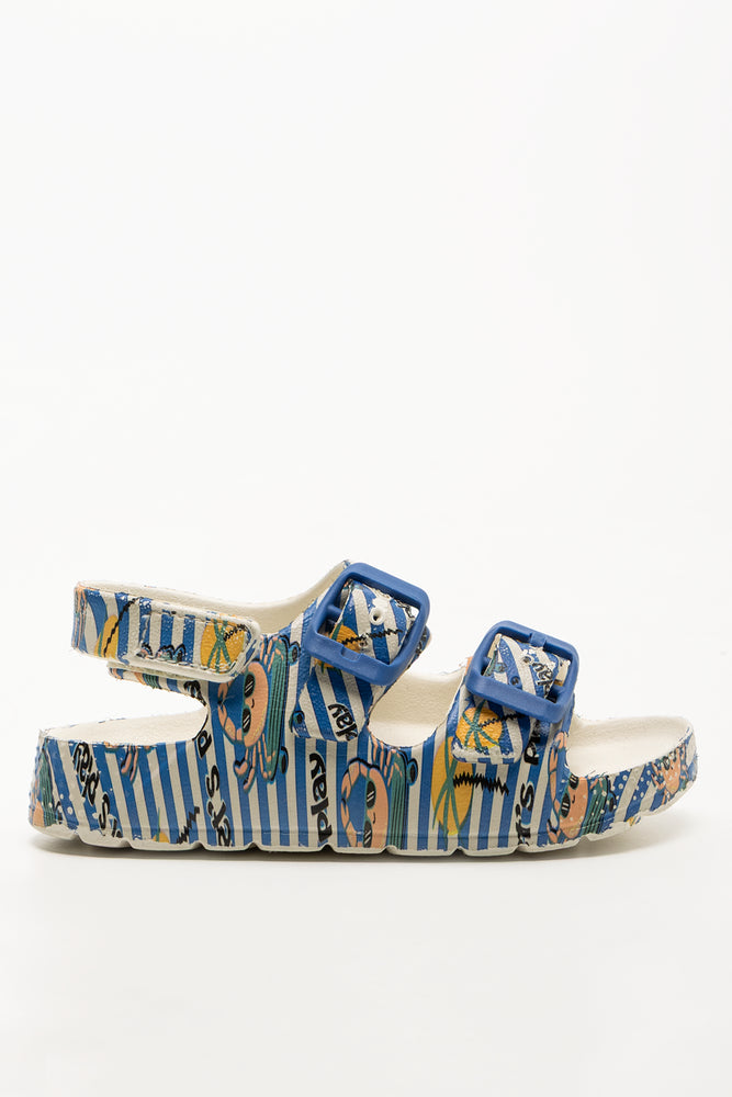Double Strap Sandals Cream And Navy
