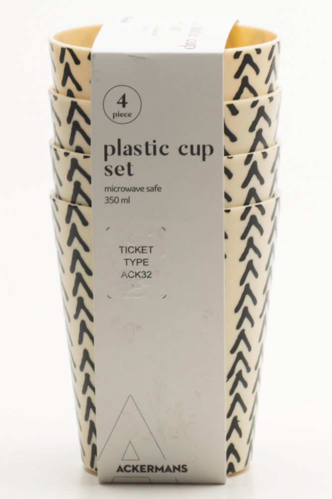 4 Piece Plastic Cup Set Natural