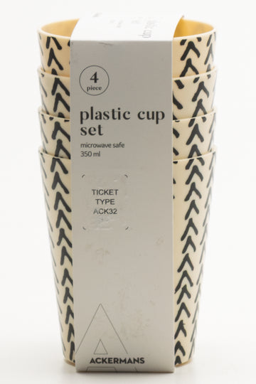 4 Piece Plastic Cup Set Natural