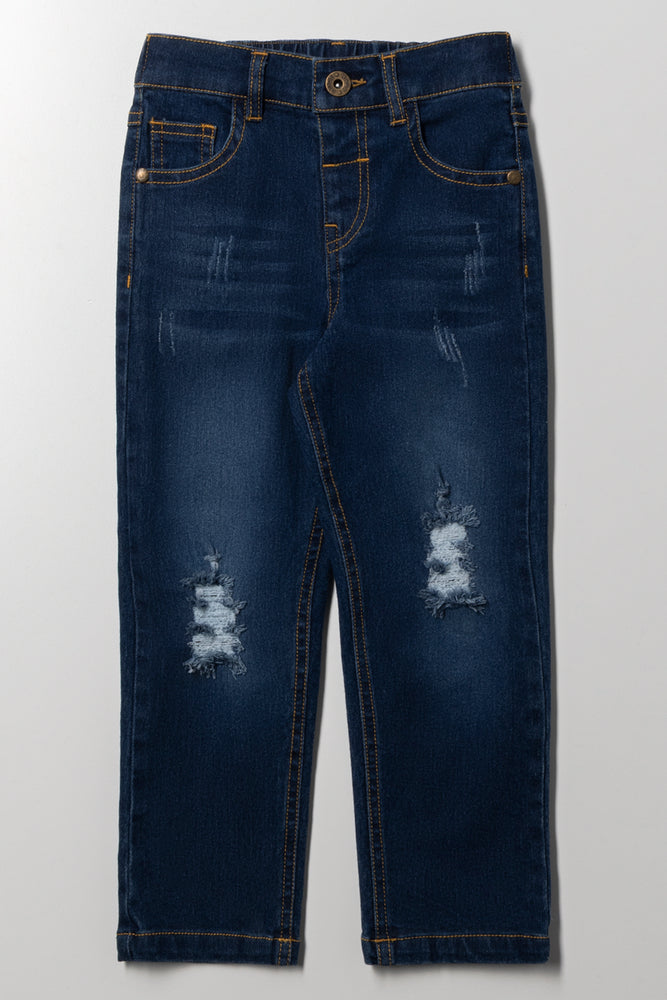 Straight Leg Denim Jeans Blue