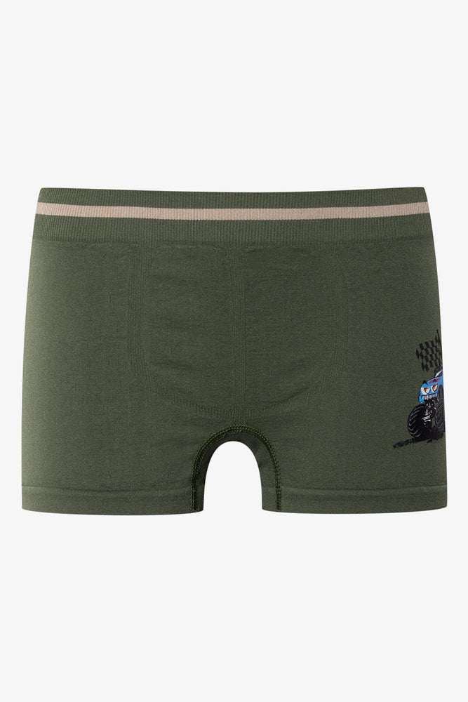 3 Pack Seamless Boxers Black, Green And Grey