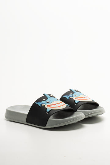 Shark Slides Grey And Navy