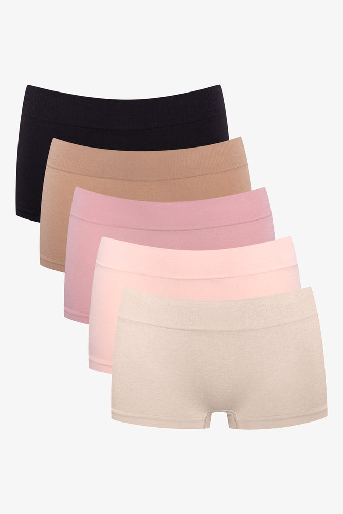 5 Pack Seamfree Boyleg Black, Natural And Pink (1)