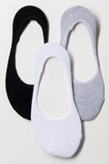 3 Pack Cotton Footliner Grey, Black And White