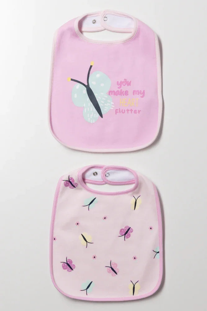 2 Pack Large Bibs Pink