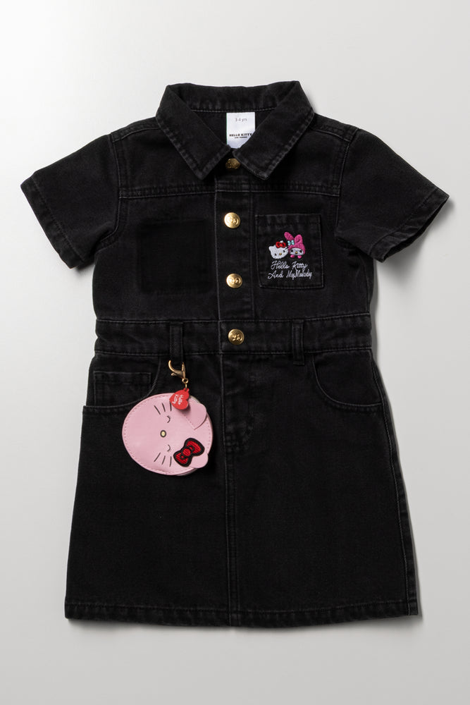 Hello Kitty Utility Denim Dress Black