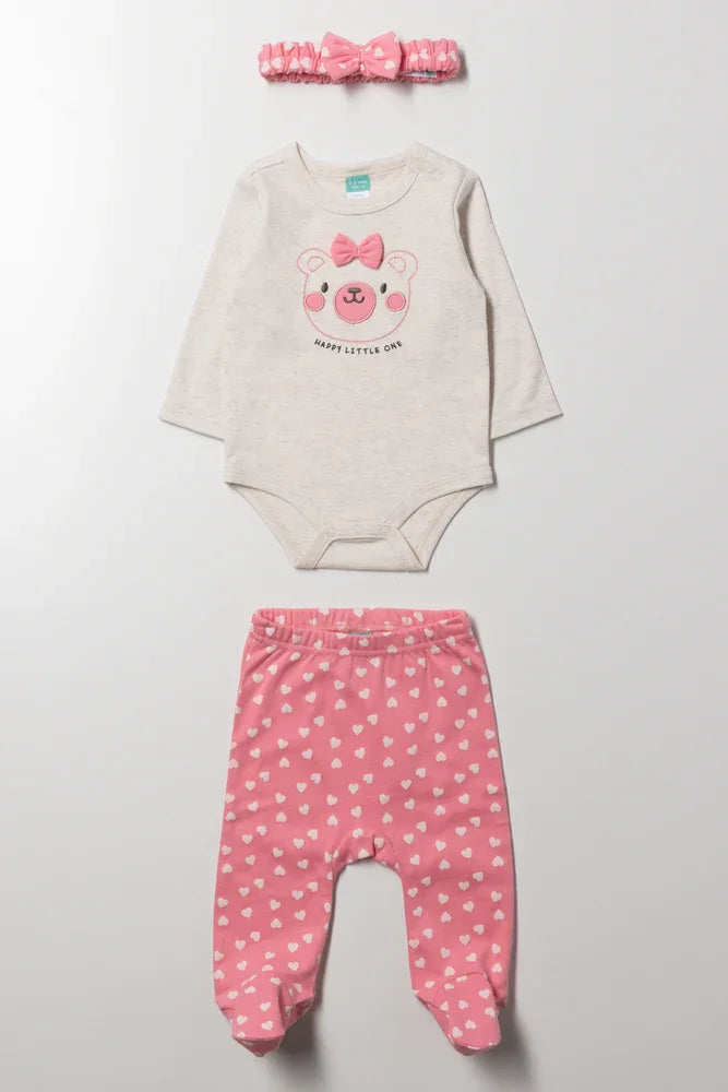 Bear Vest And Leggings Set Pink