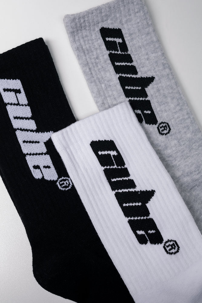 3 Pack Socks Black, White And Grey
