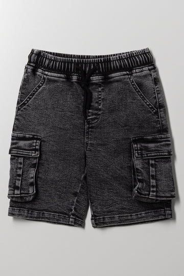 Cargo Denim Shorts Dark Grey