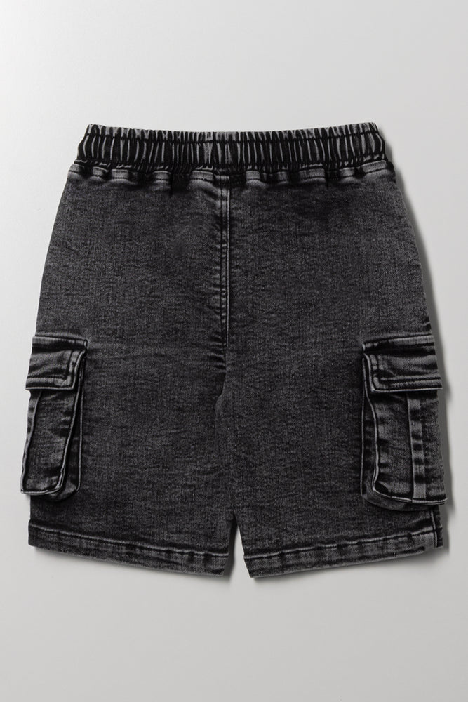 Cargo Denim Shorts Dark Grey (3)