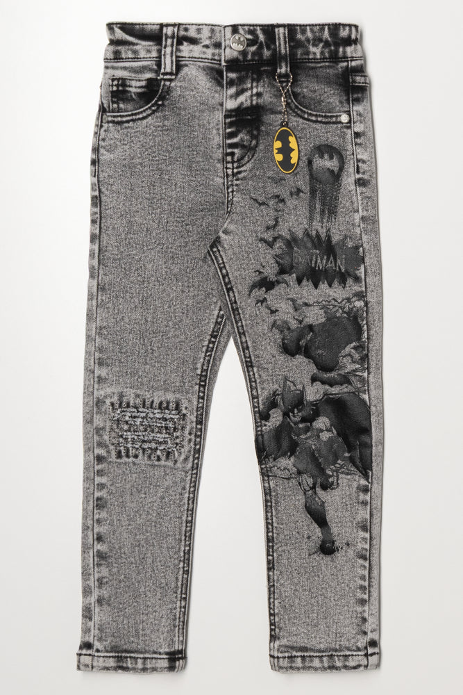 Batman Marble Wash Skinny Denim Jeans Black