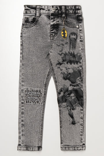 Batman Marble Wash Skinny Denim Jeans Black