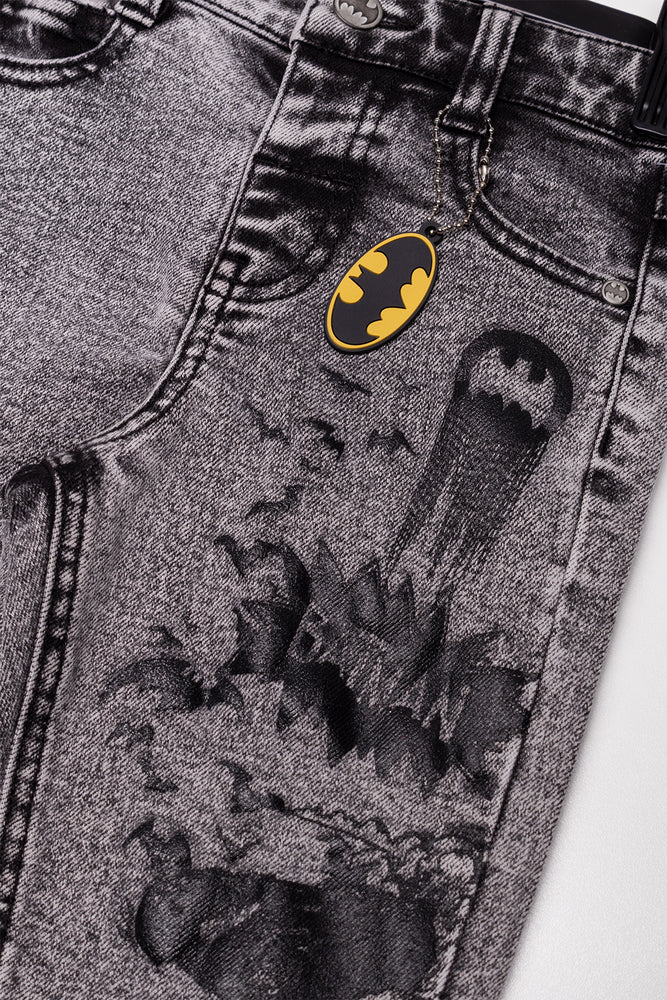 Batman Marble Wash Skinny Denim Jeans Black