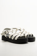 Chunky Caged Sandals White