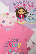 Gabby's Dollhouse 3 Pack T-Shirts Purple And Pink (1)