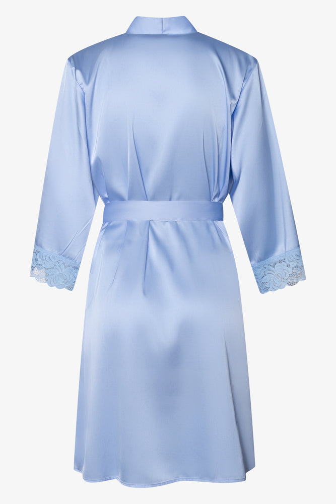 Lace Trim Satin Gown Blue