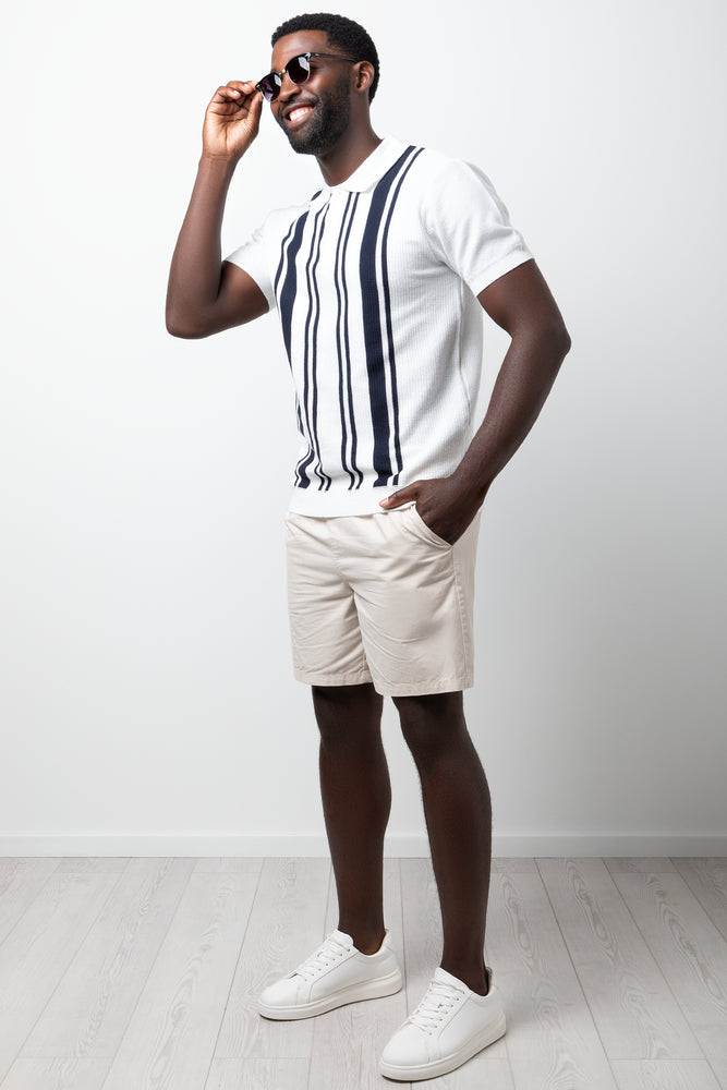 Knit Shirt White And Navy (1)