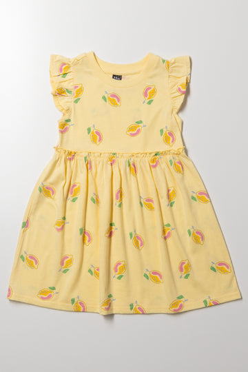 Lemon Print Dress Yellow