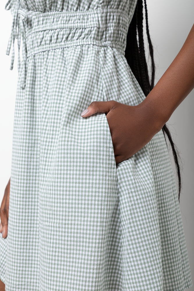 Gingham Dress Green (3)