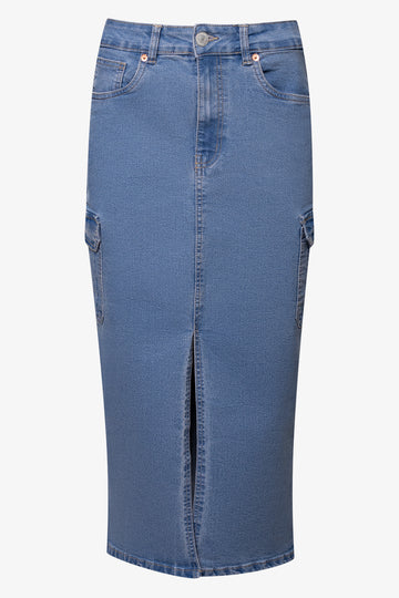 Utility Denim Skirt Blue
