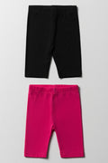 2 Pack Cropped Leggings Black And Pink