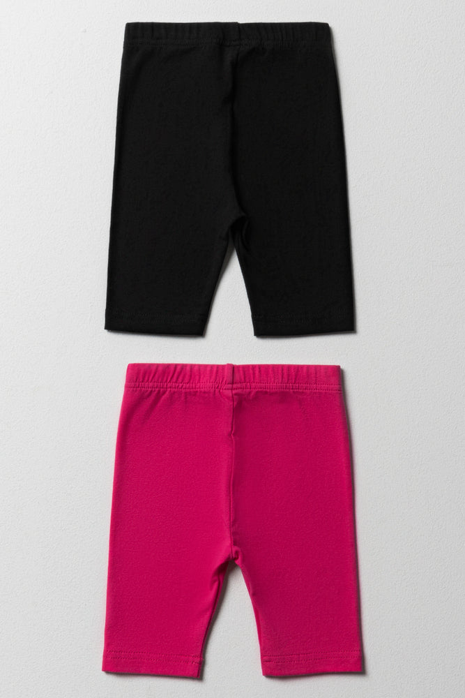 2 Pack Cropped Leggings Black And Pink (2)